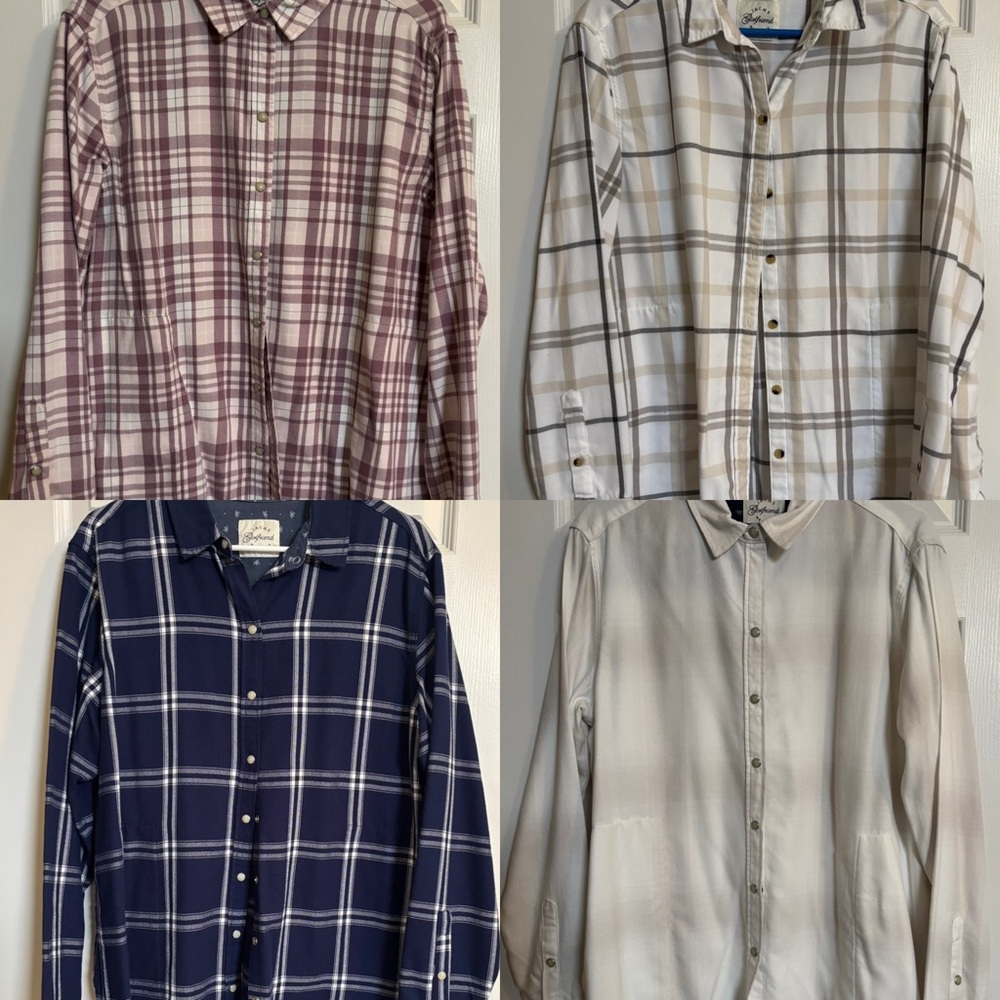 JACHS Girlfriend Plaid Button/Snap Down Tunics